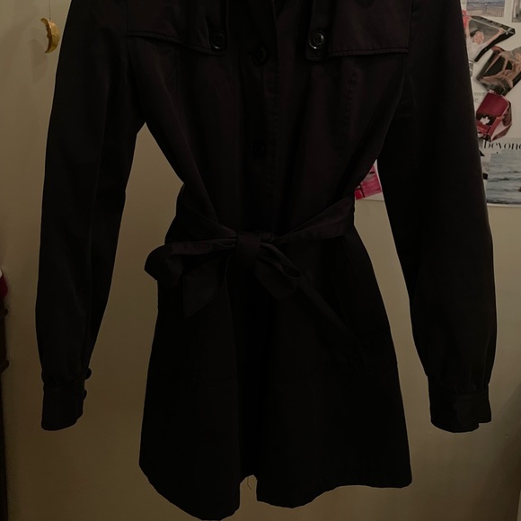 Vintage Navy Blue DKNY Donna Karan New York Utilitarian Belted Trench Coat - Picture 6 of 8